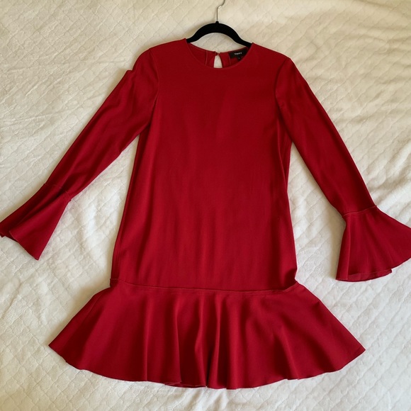 Theory long sleeve dress in red - Picture 4 of 8